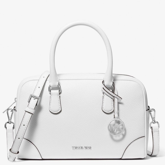 Michael Kors Thompson XS Pebbled Leather Satchel Bag Optic White - Picture 1 of 11